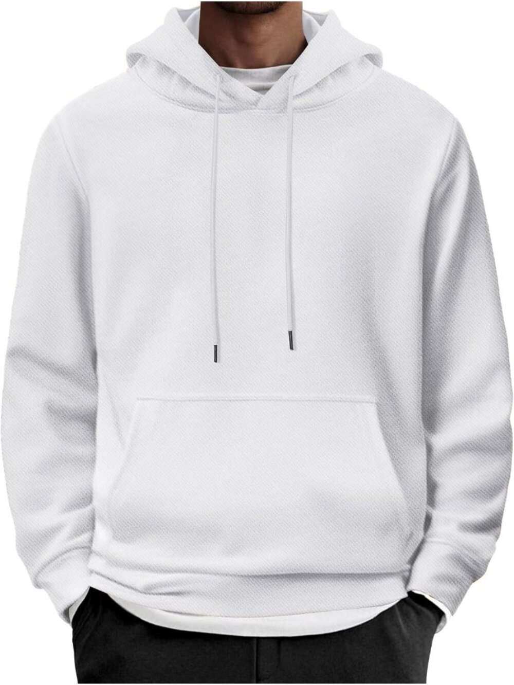 Coofandy Men's White Long Sleeve Casual Pullover Fashion Drawstring Hoodies